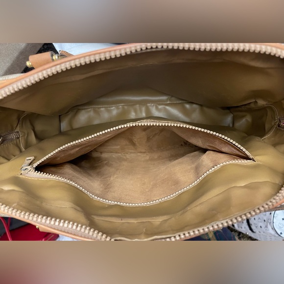 Celine Authentic Vintage Tan and Brown Bag with Leather Handles and Accents - Picture 4 of 16